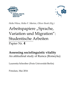 Arbeitspapiere &bdquo;Sprache, Variation und Migration&ldquo;