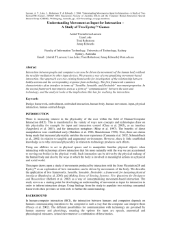 Understanding Movement as Input for Interaction &ndash; A Study of Two