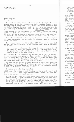 pangrams - Digital Commons @ Butler University