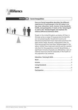 Focus on Social Inequalities describes the different experiences of