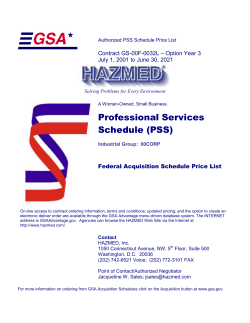 Professional Services Schedule (PSS)