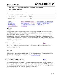 Genetic Testing for Hereditary Pancreatitis