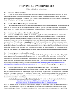 Stopping an Eviction Order