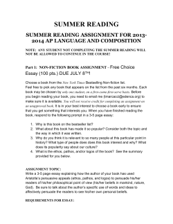 summer reading - Eden Christian Academy