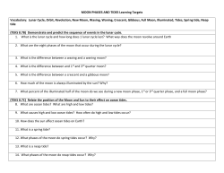 MOON PHASES AND TIDES Learning Targets Vocabulary: Lunar