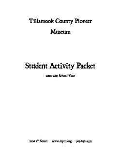 Student Activity Packet - Tillamook County Pioneer Museum