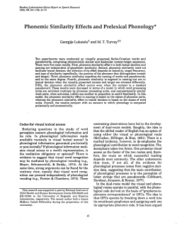Phonemic Similarity Effects and Prelexical Phonology