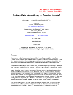 Do Drug Makers Lose Money on Canadian Imports?