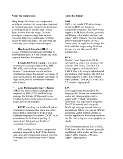 About file compression Many image file formats use compression