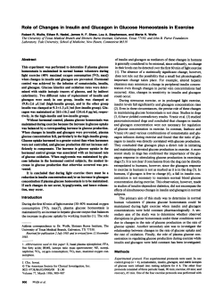 Role of Changes in Insulin and Glucagon in Glucose Homeostasis
