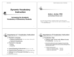 Explicit Vocabulary Lessons: Elementary