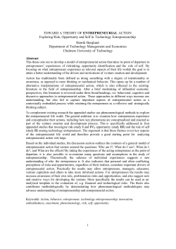 Toward a Theory of Entrepreneurial Action