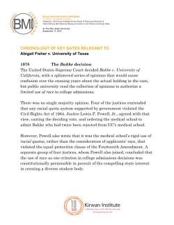 Key Dates - Kirwan Institute