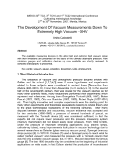 The Development Of Vacuum Measurements Down To