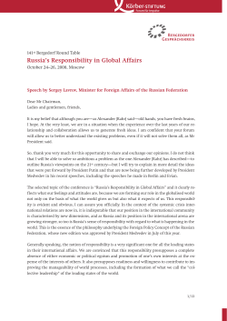 Russia`s Responsibility in Global Affairs