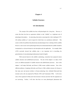 Chapter 4 Syllable Structure 4.0. Introduction