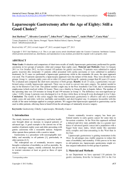 Laparoscopic Gastrectomy after the Age of Eighty