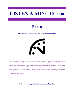 LISTEN A MINUTE.com Pasta