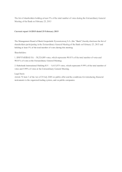 The list of shareholders holding at least 5% of the total number of