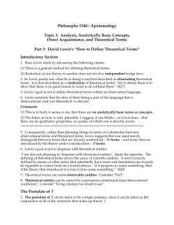 Philosophy 5340 &ndash; Epistemology Topic 3: Analysis, Analytically