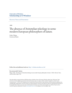 The absence of Aristotelian teleology in some modern European