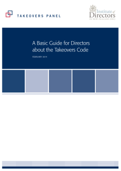 A Basic Guide for Directors about the Takeovers