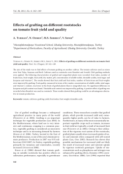 Effects of grafting on different rootstocks on tomato fruit yield and