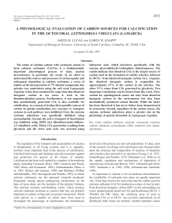 a physiological evaluation of carbon sources for calcification in the