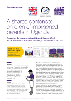 A shared sentence: children of imprisoned parents in Uganda