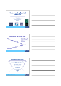 Understanding Suicidal Behaviour - Development and External Affairs