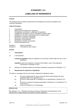 standard 1.2.4 labelling of ingredients