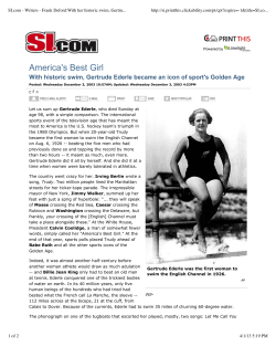 Frank Deford:With her historic swim, Gertrude Ederle became an