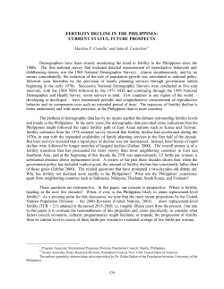 Fertility decline in the Philippines: current status, future prospects