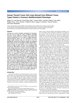 Human Thyroid Tumor Cell Lines Derived from Different Tumor