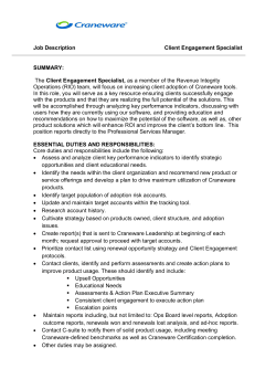 Job Description Client Engagement Specialist