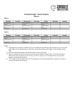 Starting Strength &ndash; Novice Program Phase 1