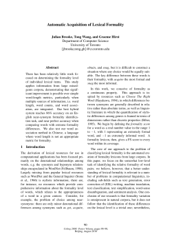 Automatic Acquisition of Lexical Formality
