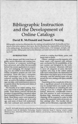 Bibliographic Instruction and the Development of Online Catalogs