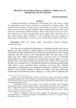 1 THE ROLE OF INTERNATIONAL CRIMINAL TRIBUNALS IN