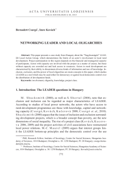 NETWORKING LEADER AND LOCAL OLIGARCHIES