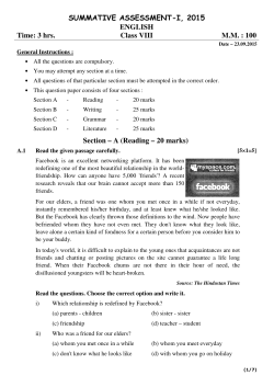 SUMMATIVE ASSESSMENT-I, 2015 ENGLISH Time: 3 hrs. Class