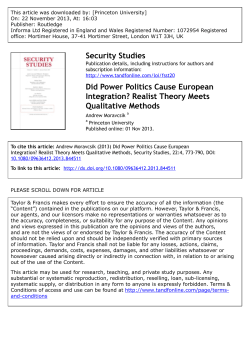 Did Balance of Power Politics Cause European Integration? Realist