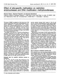 Effect of site-specific methylation on restriction