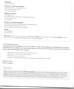 Greetings: Phrases for opening paragraph: Making complaints