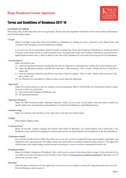 Terms and Conditions of Residence 2017/18