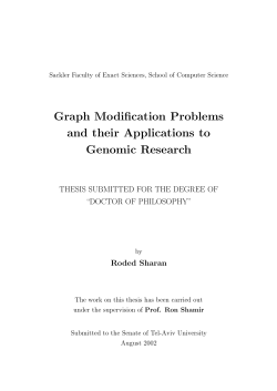 Graph Modification Problems and their Applications to Genomic
