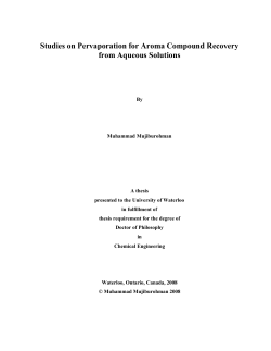 Studies on Pervaporation for Aroma Compound Recovery from