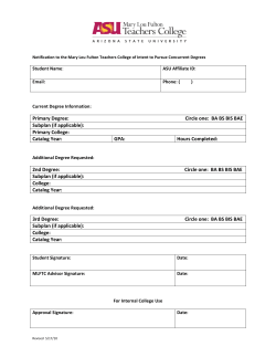 Concurrent Degree Notification - Mary Lou Fulton Teachers College