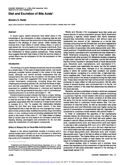Diet and Excretionof Bile Acid