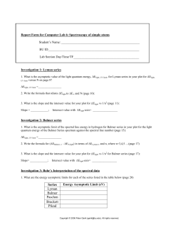 Series Lyman Balmer Paschen Brackett Pfund